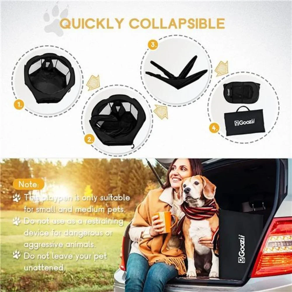 Playpen for Indoor Cats, Portable Foldable Pet Dog Playpen (Black, Small Size)